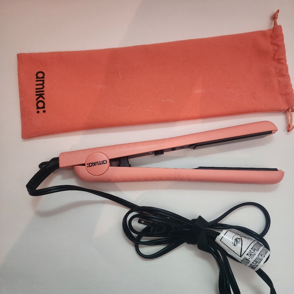 Amika Hair Straightener Ceramic with Pouch Peach Coral